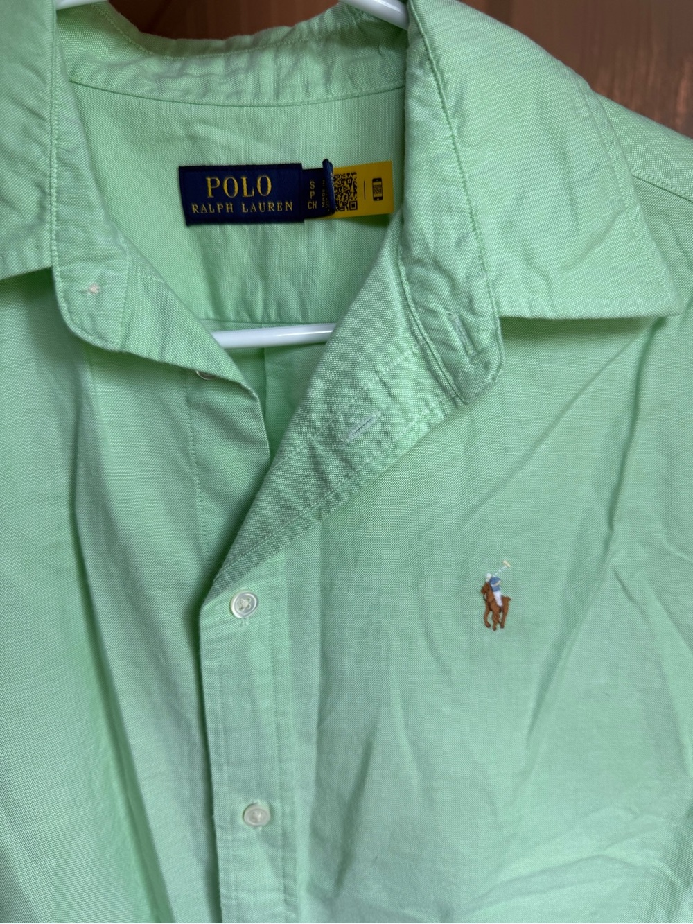 Ralph Lauren Light Green Oxford Button-Down Shirt with Pony Logo